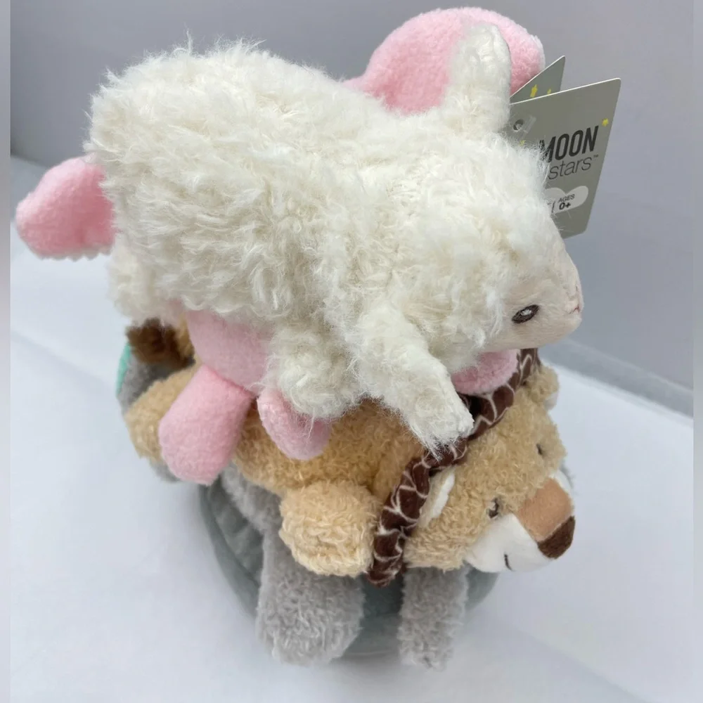 MOON & STARS Baby Plush Stacking Animal Rings W/ Crinkle Noise